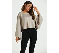 FS Collection Satin Loose-Fit Crop Top In Mink - Mink - M