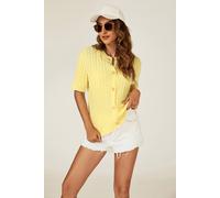 Fs Collection Short Sleeve Knitted Cardigan In Yellow Yellow