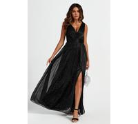 Fs Collection Sparkly V Neck Bridesmaid Maxi Dress In Black Black