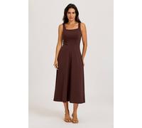 Fs Collection Square Neck Sleeveless Fit & Flare Midi Dress In Chocolate Chocolate