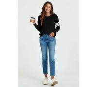 FS Collection Stripe Pattern Jumper Top In Black - Onesize - Black