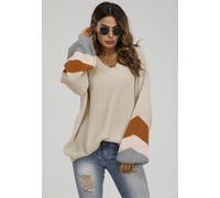 Fs Collection Striped Jumper In Beige & Peach Pink & Camel Beige One Size