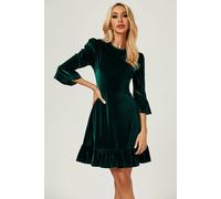 Fs Collection Velvet Frill Detail Mini Dress In Green Green