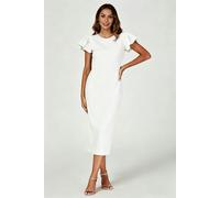 FS Collection Volume Sleeve Bodycon Midi Dress In White - S - White