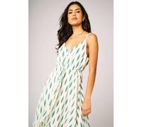 FS Collection Women's Botanical Leaf Print Strappy Midi Dress with Frill Hem In White | Size: Medium FS Collection White M