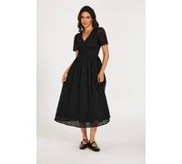 FS Collection Women's Broderie Anglaise Midi Dress in Black | Size: Medium FS Collection Black M