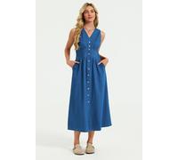 FS Collection Women's Button Down Denim Midi Dress In Blue | Size: Large FS Collection Blue L