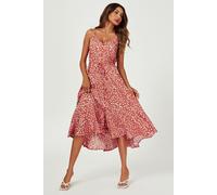 FS Collection Women's Button Down High Low Strappy Dress In Dusty Red | Size: Medium FS Collection Red M