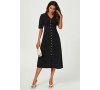 FS Collection Women's Dot Print Button Front Midi Dress In Black | Size: XL FS Collection Black XL