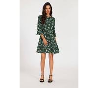 FS Collection Women's Floral 3/4 Sleeves Mini Dress with Frill Hem in Green | Size: Medium FS Collection Green M