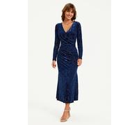 FS Collection Women's Floral Velvet Devore Long Sleeve Wrap Midi Dress In Navy | Size: XL FS Collection Navy XL