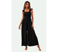 FS Collection Women's Frill Detail Strappy Jumpsuit in Black | Size: Medium FS Collection Black M