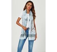 FS Collection Women's Geometric & Feather & Lace Print Scarf In Blue FS Collection Blue One Size