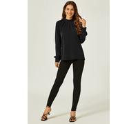 FS Collection Women's High Neck Back Cut Detail Blouse Top in Black | Size: Large FS Collection Black L