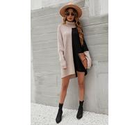 FS Collection Women's High Neck Half Forest Beige & Black Block Colour Jumper Top FS Collection Beige One Size