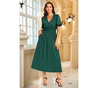 FS Collection Women's Lace Trim Jersey Midi Dress In Green | Size: Medium FS Collection Green M
