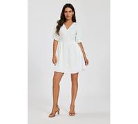 FS Collection Women's Puff Sleeve Button Down Mini Dress in White | Size: Medium FS Collection White M