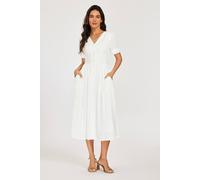 FS Collection Women's Puff Sleeve Button-Front Midi Dress in White | Size: Large FS Collection White L