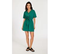 FS Collection Women's Relaxed Button Down Playsuit in Green | Size: 12 FS Collection Green 12