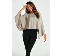 FS Collection Women's Satin Loose-Fit Crop Top in Metallic Gold | Size: Large FS Collection Metallic Gold L