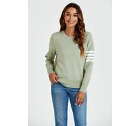 FS Collection Women's Stripe Pattern Jumper Top in Olive FS Collection Olive One Size