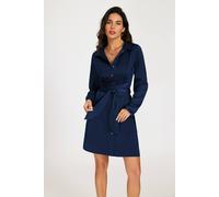 FS Collection Women's Wrap Tie Mini Satin Shirt Dress in Navy | Size: XL FS Collection Navy XL