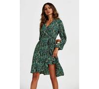 FS Collection Wrap Top Midi Dress In Green - XS - Green