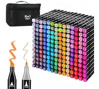 FS-PINGXIANG 168 Colored Marker Set, Colouring Pens for Adults, Dual Tip Art Alcohol Markers, Permanent Felt Tip Pens for Drawing, Sketching, Anime, Manga, Fun doodling with Carrying Case