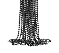 FS-PINGXIANG 24 PCS Faux Pearls Long Bead Necklace, 80s Style Mardi Gras Halloween Christmas Black Plastic Beads Necklaces, Gothic Retro Dark Festival Parade Throw Chain, DIY Costume Accessories