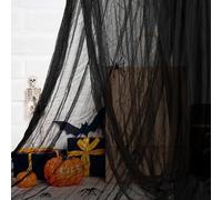FS-PINGXIANG 2m x 10m Large Halloween Creepy Cloth, Black Halloween Spooky Creepy Fabric Gauze for Haunted House Halloween Party Entrance Doorways Outdoors Decorations