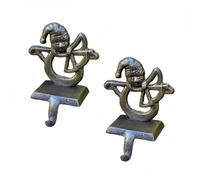 FS-PINGXIANG 2Pcs Snowman Christmas Stocking Hanger Free Standing Stocking Holder Hook, Xmas Stocking Hanger Hooks Metal Cast Iron for Fireplace Mantle Mantelpiece Decoration