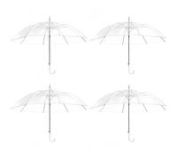 FS-PINGXIANG 4 Pack 36.6 Inch Clear Umbrellas for Wedding, White Transparent Dome See Through Windproof Umbrella with J Shaped Handle for Woman, Men, Bride, Bridesmaid, Party