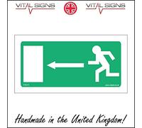 FS015 Emergency Exit Left Arrow SIGN running man direction alarm location fire 200mm x 100mm 3mm Standard Foamex Foamboard