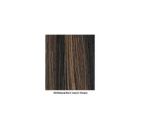 (FS1B.30 Natural Black/Auburin) Sleek Kimora Wig long, tousled curls, smooth, side swept fringe bohemian look