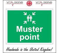 FS237 Muster Point Fire Emergency Evacuation Assembly Area Safety Refuge Sign 300mm x 200mm Magnetic - Vehicle Grade