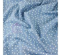 FS589_4 Polka Dots Print | Powder Blue Base | Dress Making Jersey Knit Stretch Liverpool Textured Fabric | Sold by The metre