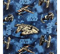 FS598_3 Star Wars Rebel Ships Blue Cotton Fabric Design Craft Masks Quilting Upholstery Fabric by The Metre (Per Metre)