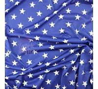 FS703 Royal Blue Stars Print Thin Soft Stretchy Spun Polyester Elastane Dressmaking Knit Fabric | Sold by The metre | Polyester Elastane