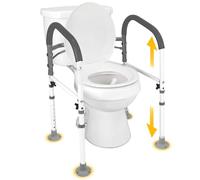 FSA/HSA Eligible Toilet Safety Rails, Vaunn Deluxe Adjustable and Foldable Toilet Safety Frame, Bathroom Handrail Assist Grab Bar Handle