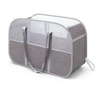 FSAIYIJ 95L Large Collapsible Laundry Basket, Pop Up Washing Basket, Grey | Long handles allow hand or shoulder carrying, with nylon Oxford fabric and breathable mesh panels for airflow and visibility