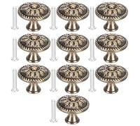 FSAKLPXOV 10 Set L Shape Office Handle, Furniture Door Pulls Cabinet Handle, Antique Brass Zinc Alloy Handles with Screws, Ergonomic Design for Home Doors and Cabinets, Durable and Fade Resi