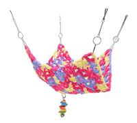 FSAKLPXOV Hamster Weave Hammock, Small Animal Hanging Hammock for Chinchilla Guinea Pig Parrot, Soft Woolen Pet Bed with Quick - Link Attachment, Colourful Hand - Woven Elastic Nest (35 * 35CM)