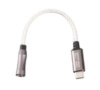 FSAKLPXOV Type C to 3.5mm Headphone Amplifier Adapter, Wireless - Free HiFi DAC Cable, 120dB SNR, 32bit/384kHz & DSD256 Decoding, Silver - Plated Copper Wire, for Android Phones and PCs (Silver)