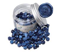 fsalisa 200pcs Wax Seal Beads Octagon Wax Sealing Beads for Wax Stamp Sealing Perfect for Christmas Cards, Envelopes, Wedding Invitations, Wine Packages, Letter Sealing (Sea Blue)