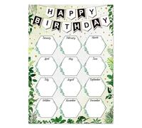 Fsaoor Birthday Chart for Classroom - Boho Greenery Birthday Poster Chart Reusable Happy Birthday Calendar Laminated Classroom Bulletin Board Decorations Back to School Teacher Supplies