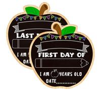 Fsaoor First Day of School Board Sign 9.5x10 inches Double-Sided Back to School Chalkboard Sign for Kids Boys Girls Reusable Last Day of School Board First Day of School Gifts for Kindergarten Pre-K