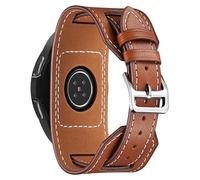 Fsavlroy 20mm Cuff Strap for Samsung Galaxy Watch 7/6/5/4/FE Band 44mm 40mm 47mm 43mm 46mm 42mm Active 2 Bands Watch 5 Pro 45mm Classic Genuine Leather Wristband(Brown)
