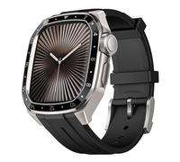 Fsavlroy Strap with Cases Compatible with Apple Watch 45mm (Series 7 8 9) Band,Rugged Shockproof Metal Bezel Bumper Silicone Bands for Apple Watch 45mm (Series 7 8 9) Women Men,Titanium Black