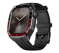 Fsavlroy Strap with Cases Compatible with Apple Watch 45mm (Series 7 8 9) Band,Rugged Shockproof Metal Bezel Bumper Silicone Bands for Apple Watch 45mm (Series 7 8 9) Women Men,Black Red