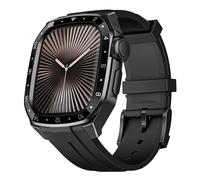 Fsavlroy Strap with Cases Compatible with Apple Watch 46mm (Series 10) Band,Rugged Shockproof Metal Bezel Bumper Silicone Bands for Apple Watch 46mm (Series 10) Women Men,Black Black